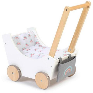 Musterkind Puppenwagen Barlia, Natur, Weiß, Holz, Textil, Holzwerkstoff, 30.9x54.4x55.9 cm, EN 71, CE, Spielzeug, Kinderspielzeug, Puppen & Puppenzubehör, Puppenwagen