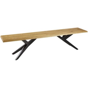 Musterring Sitzbank Tamina, Schwarz, Eiche, Holz, Eiche, massiv, 1-Sitzer, 200x46x40 cm, in verschiedenen Holzarten erhältlich, Esszimmer, Bänke, Sitzbänke