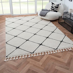 Myflair Möbel & Accessoires Hochflor-Teppich Moroccan Square, rechteckig, Höhe: 24 mm, modern, marokkanisches Design, Rauten Muster, weich durch Hochflor