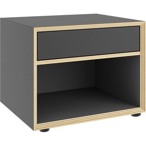 Nachtkommode MÜLLER SMALL LIVING Vertiko kleine Kommode Sideboards Gr. B/H/T: 50cm x 40,5cm x 42,5cm, Schubkasten oben,, schwarz (anthrazit/birke) auf Gehrung fest verleimt