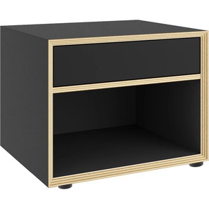 Nachtkommode MÜLLER SMALL LIVING Vertiko kleine Kommode Sideboards Gr. B/H/T: 50cm x 40,5cm x 42,5cm, Schubkasten oben,, schwarz (schwarz matt/birke) auf Gehrung fest verleimt