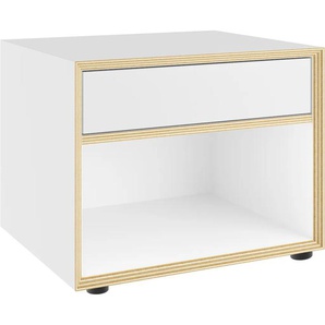 Nachtkommode MÜLLER SMALL LIVING Vertiko kleine Kommode Sideboards Gr. B/H/T: 50cm x 40,5cm x 42,5cm, Schubkasten oben,, weiß (weiß/birke) auf Gehrung fest verleimt