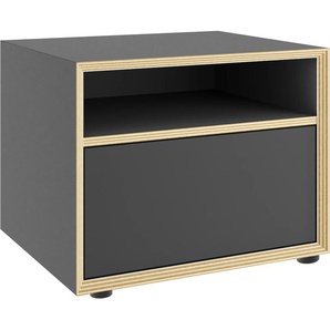 Nachtkommode MÜLLER SMALL LIVING Vertiko kleine Kommode Sideboards Gr. B/H/T: 50cm x 40,5cm x 42,5cm, Schubkasten unten,, schwarz (anthrazit/birke) auf Gehrung fest verleimt