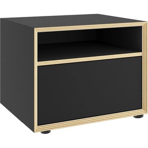 Nachtkommode MÜLLER SMALL LIVING Vertiko kleine Kommode Sideboards Gr. B/H/T: 50cm x 40,5cm x 42,5cm, Schubkasten unten,, schwarz (schwarz matt/birke) auf Gehrung fest verleimt