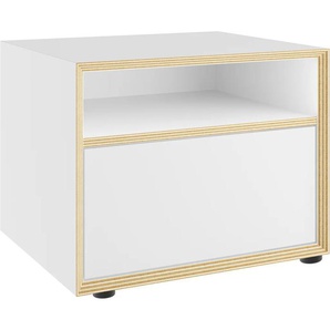 Nachtkommode MÜLLER SMALL LIVING Vertiko kleine Kommode Sideboards Gr. B/H/T: 50cm x 40,5cm x 42,5cm, Schubkasten unten,, weiß (weiß/birke) auf Gehrung fest verleimt