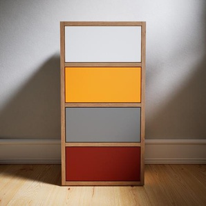 Nachtschrank Eiche - Eleganter Nachtschrank: Schubladen in Terrakotta - Hochwertige Materialien - 41 x 79 x 34 cm, konfigurierbar