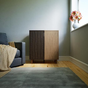 Kommode Eiche - Design-Lowboard: Türen in Nussbaum - Hochwertige Materialien - 79 x 91 x 34 cm, Selbst zusammenstellen