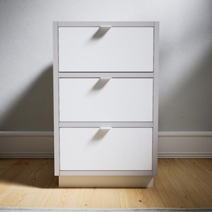 Nachtschrank Weiß - Eleganter Nachtschrank: Schubladen in Weiß - Hochwertige Materialien - 41 x 66 x 47 cm, konfigurierbar