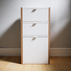 Nachtschrank Weiß - Eleganter Nachtschrank: Schubladen in Weiß - Hochwertige Materialien - 41 x 79 x 34 cm, konfigurierbar