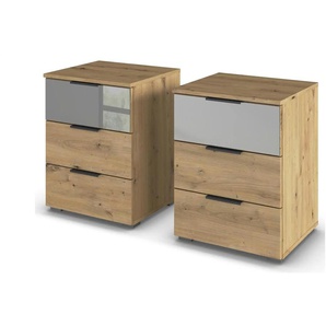 Nachttisch 2er-Set - holzfarben - Materialmix - 47 cm - 62 cm | Möbel Kraft