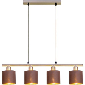 näve Pendelleuchte Maron, ohne Leuchtmittel, 4er Pendel, E14 max. 40W, braun/gold/satin-nickel, Stahl/Textil