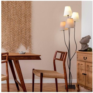 näve Stehlampe Boho, ohne Leuchtmittel, 4flg., E14, Textilschirme 2x beige, 2x braun, inkl. Fußschalter