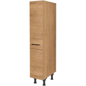 Nobilia Apothekerschrank Structura, Eiche, Metall, Holzwerkstoff, 4 Fächer, nur wie online abgebildet bestellbar, 30x168x58 cm, Blauer Engel, Pefc, Goldenes M, Made in Germany, DGM-Klimapakt, Küchen, Küchenmöbel, Küchenschränke, Apothekerschränke