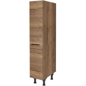 Nobilia Apothekerschrank Structura, Eiche, Metall, Holzwerkstoff, 4 Fächer, nur wie online abgebildet bestellbar, 30x168x58 cm, Blauer Engel, Pefc, Goldenes M, Made in Germany, DGM-Klimapakt, Küchen, Küchenmöbel, Küchenschränke, Apothekerschränke