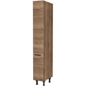 Nobilia Apothekerschrank Structura, Eiche, Metall, Holzwerkstoff, 5 Fächer, nur wie online abgebildet bestellbar, 30x216.6x58 cm, Blauer Engel, Pefc, Goldenes M, Made in Germany, DGM-Klimapakt, Küchen, Küchenmöbel, Küchenschränke, Apothekerschränke