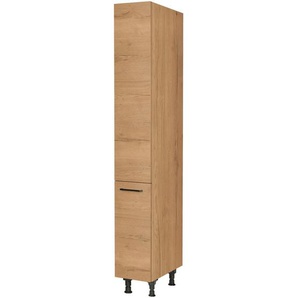 Nobilia Apothekerschrank Structura, Eiche, Metall, Holzwerkstoff, 5 Fächer, nur wie online abgebildet bestellbar, 30x216.6x58 cm, Blauer Engel, Pefc, Goldenes M, Made in Germany, DGM-Klimapakt, Küchen, Küchenmöbel, Küchenschränke, Apothekerschränke