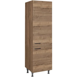 Nobilia Geschirrschrank Structura, Eiche, Holzwerkstoff, 5 Fächer, nur wie online abgebildet bestellbar, 60x216.6x58 cm, Blauer Engel, Pefc, Goldenes M, Made in Germany, DGM-Klimapakt, Küchen, Küchenmöbel, Küchenschränke, Geräteumbauschränke