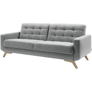 Schlafsofa Somoto Grau Bezug: Microfaser Füße: Massivholz Eiche 222 x 87 x 89cm Skandi