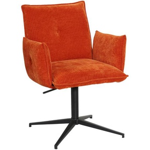 Novel Armlehnstuhl, Orange, Schwarz, Metall, Textil, Drehkreuz, Säule, 63x63.5x86 cm, Sitzfläche 360° drehbar, automatische Rückholfunktion, Esszimmer, Stühle, Esszimmerstühle, Armlehnenstühle