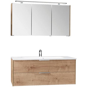 Novel Badezimmer, Eiche, Holzwerkstoff, 2 Schubladen, 123.2 cm, Goldenes M, Made in Germany, hängend, Badezimmer, Badmöbelsets & -serien, Badmöbel-Sets