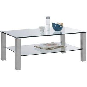 Novel Couchtisch, Klar, Edelstahl, Metall, Glas, rechteckig, eckig, 70x43x110 cm, Wohnzimmer, Wohnzimmertische, Couchtische, Glas-Couchtische