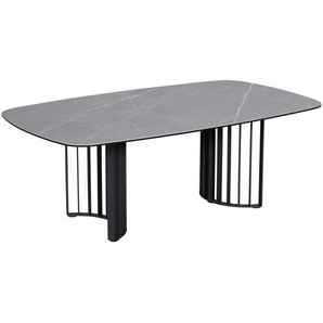 Novel Couchtisch, Grau, Schwarz, Metall, Glas, Keramik, C-Form, 70x42x120 cm, Wohnzimmer, Wohnzimmertische, Couchtische, Glas-Couchtische