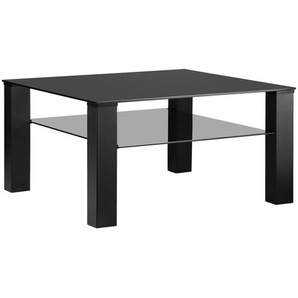 Novel Couchtisch, Grau, Schwarz, Metall, Glas, quadratisch, eckig, 80x42x80 cm, offenes Fach, einfacher Aufbau, Wohnzimmer, Wohnzimmertische, Couchtische, Glas-Couchtische