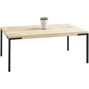 Novel Couchtisch, Schwarz, Eiche, Holz, Metall, Eiche, massiv, rechteckig, eckig, 60x33.5x100 cm, Wohnzimmer, Wohnzimmertische, Couchtische, Metall-Couchtische