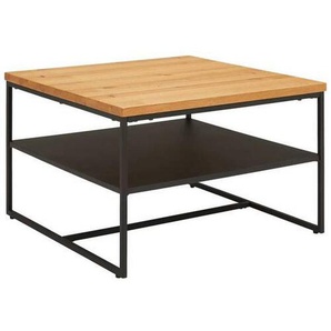 Novel Couchtisch, Schwarz, Eiche, Holz, Metall, Holzwerkstoff, Eiche, furniert, massiv, quadratisch, eckig, 70x44x70 cm, Wohnzimmer, Wohnzimmertische, Couchtische, Metall-Couchtische