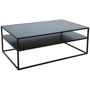 Novel Couchtisch, Schwarz, Metall, Glas, quadratisch, eckig, 36x60x100 cm, offenes Fach, Wohnzimmer, Wohnzimmertische, Couchtische, Glas-Couchtische