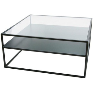 Novel Couchtisch, Schwarz, Metall, Glas, quadratisch, eckig, 80x36x80 cm, offenes Fach, Wohnzimmer, Wohnzimmertische, Couchtische, Glas-Couchtische