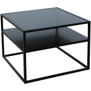 Novel Couchtisch Villach, Schwarz, Metall, Glas, quadratisch, eckig, 50x36x50 cm, offenes Fach, Wohnzimmer, Wohnzimmertische, Couchtische, Glas-Couchtische