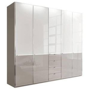 Novel Drehtürenschrank, Grau, Weiß, Metall, 6 Fächer, 4 Schubladen, 250x216x58 cm, ISO 9001, Typenauswahl, umfangreiches Zubehör erhältlich, in verschiedenen Größen erhältlich, Schlafzimmer, Kleiderschränke, Drehtürenschränke