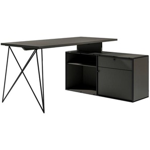 Novel Eckschreibtisch, Anthrazit, Schwarz, Metall, 1 Schubladen, rechteckig, rund, Gittergestell, 115x75x160 cm, Stauraum, Arbeitszimmer, Schreibtische, Eckschreibtische