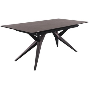 Novel Esstisch, Grau, Schwarz, Metall, Glas, Keramik, rechteckig, konisch, 95x76x180-230 cm, ausziehbar, Esszimmer, Tische, Esstische, Glastische