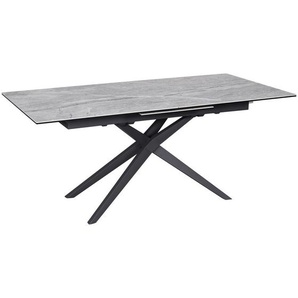 Novel Esstisch, Grau, Schwarz, Metall, Glas, Keramik, rechteckig, Sternfuß, 90x76x180-230 cm, ausziehbar, Esszimmer, Tische, Esstische