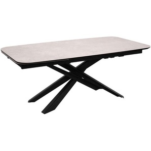 Novel Esstisch, Schwarz, Beige, Metall, Glas, Keramik, rechteckig, eckig, 100x76x190-290 cm, ausziehbar, Esszimmer, Tische, Esstische, Glastische