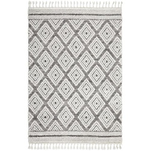 Novel Hochflorteppich Antje, Silber, Beige, Kunststoff, rechteckig, 80x150 cm, ISO 9001, Bsci, Oeko-Tex® Standard 100, für Fußbodenheizung geeignet, antistatisch, Teppiche & Böden, Teppiche, Hochflorteppiche & Shaggys