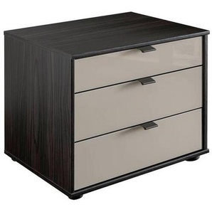 Novel Nachtschrank, Grau, Eiche, Mokka, Metall, 3 Schubladen, 60x48x43 cm, ISO 9001, Goldenes M, Made in Germany, Typenauswahl, Schlafzimmer, Nachttische