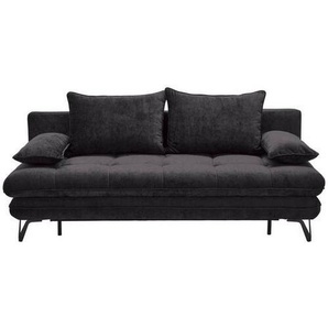 Novel Schlafsofa Italia, Schwarz, Textil, 3-Sitzer, Füllung: Schaumstoff, 205x79-96x85 cm, Kinder- & Jugendzimmer, Jugendmöbel, Jugendsofas