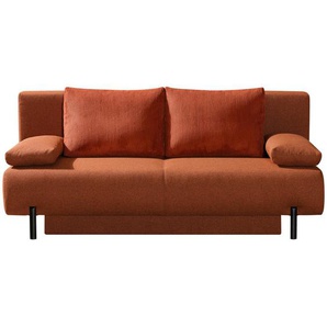 Novel Schlafsofa, Terracotta, Textil, 2-Sitzer, Füllung: Schaumstoffflocken,Schaumstoffflocken, 197x88x89 cm, Made in EU, Liegefunktion, Wohnzimmer, Sofas & Couches, Schlafsofas, Schlafsofas mit Bettkasten