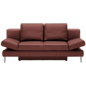 Novel Schlafsofa, Weinrot, Leder, Echtleder, Rindleder, Uni, 2-Sitzer, 200x85x90 cm, Lederauswahl, Schlafen auf Sitzhöhe, Wohnzimmer, Sofas & Couches, Wohnlandschaften, Ledersofas