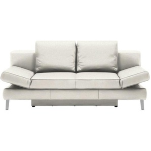 Novel Schlafsofa, Weiß, Leder, Echtleder, Rindleder, Uni, 2-Sitzer, 200x85x90 cm, Lederauswahl, Schlafen auf Sitzhöhe, Wohnzimmer, Sofas & Couches, Wohnlandschaften, Ledersofas