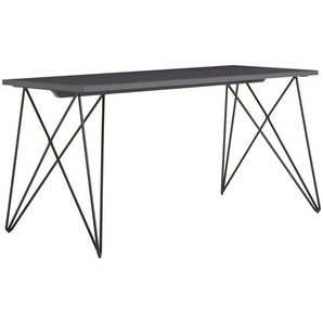 Novel Schreibtisch, Anthrazit, Schwarz, Metall, Holzwerkstoff, rechteckig, Gittergestell, 65x75x160 cm, Fsc, Arbeitszimmer, Schreibtische, Bürotische