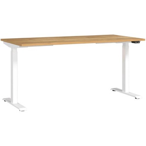 Novel Schreibtisch, Eiche, Weiß, Holzwerkstoff, rechteckig, Kufe, eckig, 80x72-118x160 cm, Made in Germany, höhenverstellbar, Arbeitszimmer, Schreibtische, Bürotische