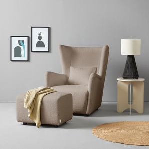 Ohrensessel LEGER HOME BY LENA GERCKE Levke Sessel Sessel Gr. Bouclé, mit Hocker, B/H/T: 86 cm x 98 cm x 80 cm, beige Ohrensessel wahlweise mit oder ohne Hocker