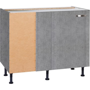 Eckunterschrank OPTIFIT Cara Schränke Gr. B/H/T: 100cm x 87cm x 58,4cm,, grau (beton/beton)