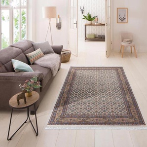 Orientteppich HOME AFFAIRE Kiara Teppiche Gr. B/L: 170 cm x 240 cm, 12 mm, 1 St., beige (creme) Fransenteppich Esszimmerteppiche handgeknüpft, reine Wolle, mit Fransen, Wohnzimmer