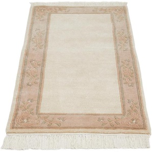 Orientteppich LUXOR LIVING Giza Teppiche Gr. B: 120cm, 12mm, L: 180cm, beige (creme) reine Wolle, handgeknüpft, mit Bordüre und Fransen