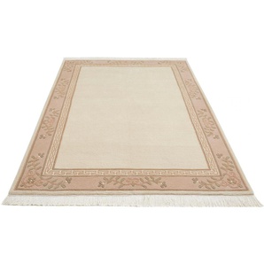 Orientteppich LUXOR LIVING Giza Teppiche Gr. B: 170cm, 12mm, L: 240cm, beige (creme) reine Wolle, handgeknüpft, mit Bordüre und Fransen